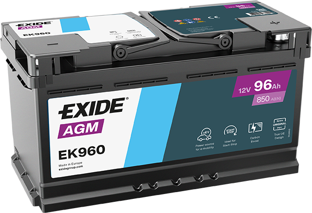 Exide AGM EK960 12V 96Ah 850CCA AGM Start Stop Plus käynnistysakku