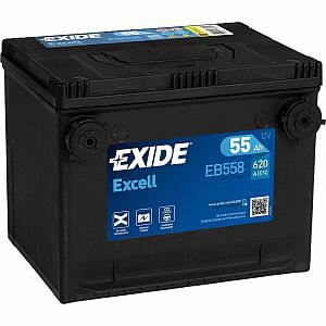 Exide Excell EB558 12V 55Ah 620A car battery +-