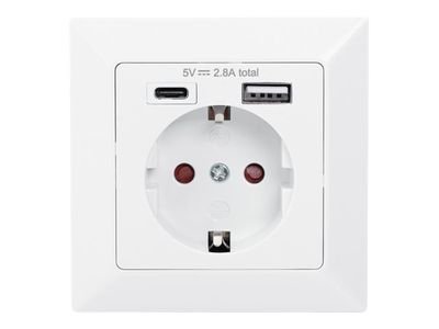 DIGITUS safety socket for flush mounting DA-70615 - 1x Safety Outlet / USB-C / USB-A