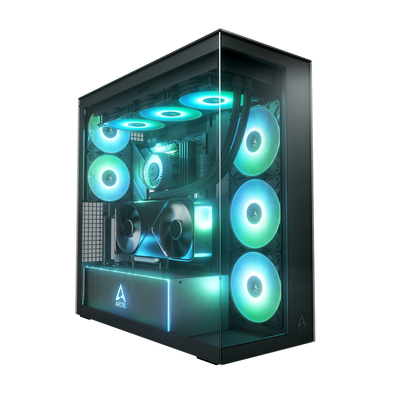Case Arctic Xtender Vert.GPU  Black/Mirror Glass