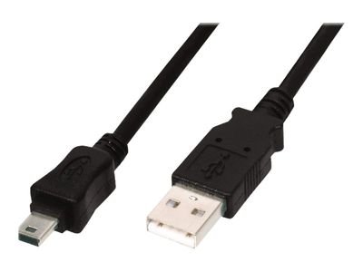 DIGITUS Mini USB 2.0 connection cable - USB Type-A male/Mini USB Type-B (5-pin) male - 1 m (AK-300130-010-S)