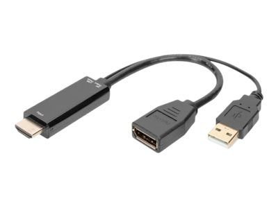 DIGITUS video adapter cable AK-330101-002-S - HDMI / DisplayPort, USB-A - 20 cm