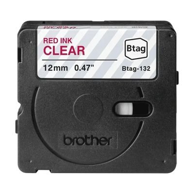 Brother Label Tape BTAG-132 - 12 mm x 4 m - Red on Transparent