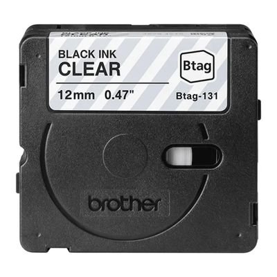 Brother Label Tape BTAG-131 - 12 mm x 4 m - Black on Transparent