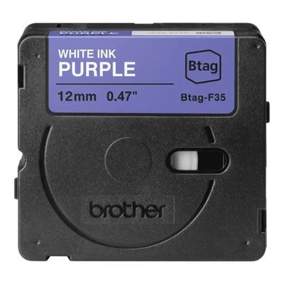 Brother Label Tape BTAG-F35 - 12 mm x 4 m - White on Purple
