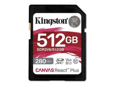 Kingston Canvas React Plus - flash memory card - 512 GB - SDXC UHS-II
