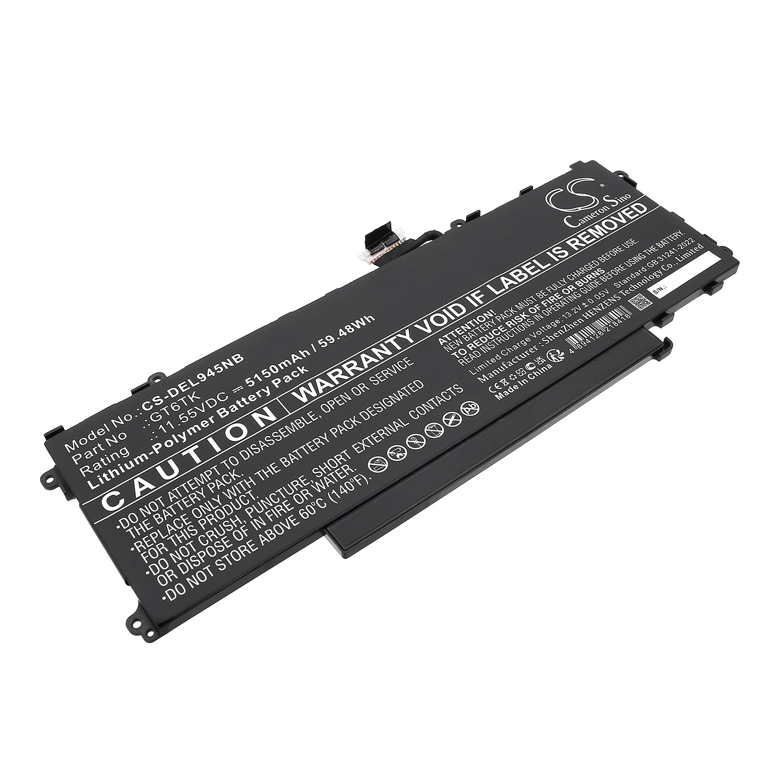 CS laptop battery DELL GT6TK, K2CPY 5150mAh / 59.48Wh