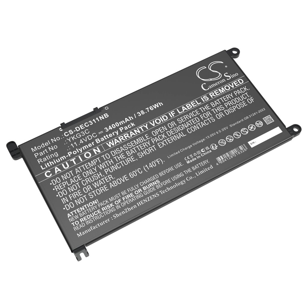 CS Laptop Battery DELL 0YKG3C,RF9H3,YKG3C 11.4V 3400mAh / 38.76Wh