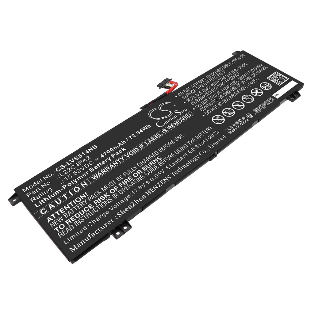 CS sülearvuti aku Lenovo 5B11K39112,5B11K39113,5B11N45950,5B11N45972 15.52V 4700mAh / 72.94Wh
