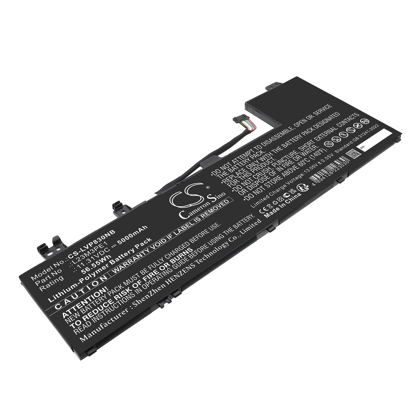 CS sülearvuti aku Lenovo 5B11M74074,5B11M74076,5B11M74077,L23B3PE1 11.31V 5000mAh / 56.55Wh