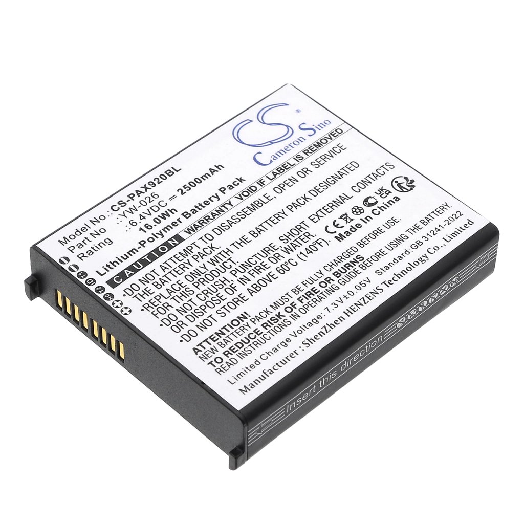 Pax YW-026 6.4V 2500mAh / 16.0Wh maksupäätteen akku