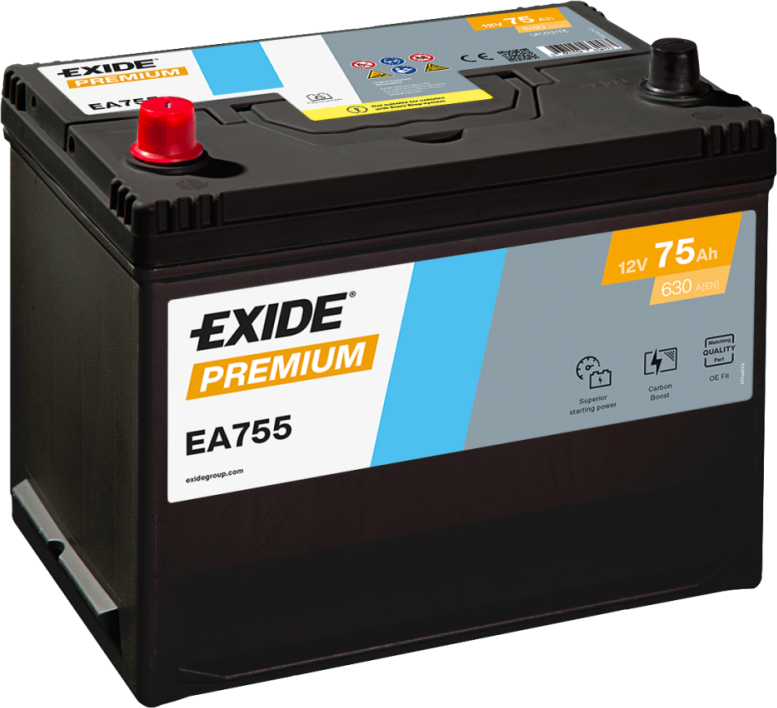 Exide Premium 75Ah 630A EA755 аккумулятор