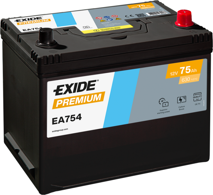 Exide Premium 75Ah 630A EA754 аккумулятор