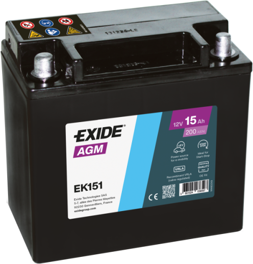 Exide AGM EK151 12V 15Ah 200A аккумулятор