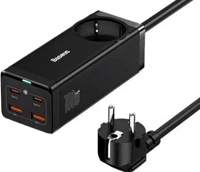 Baseus GaN3 Pro wall charger / powerstrip 2xUSB + 2xUSB-C + AC, 100W (PSZM000401)
