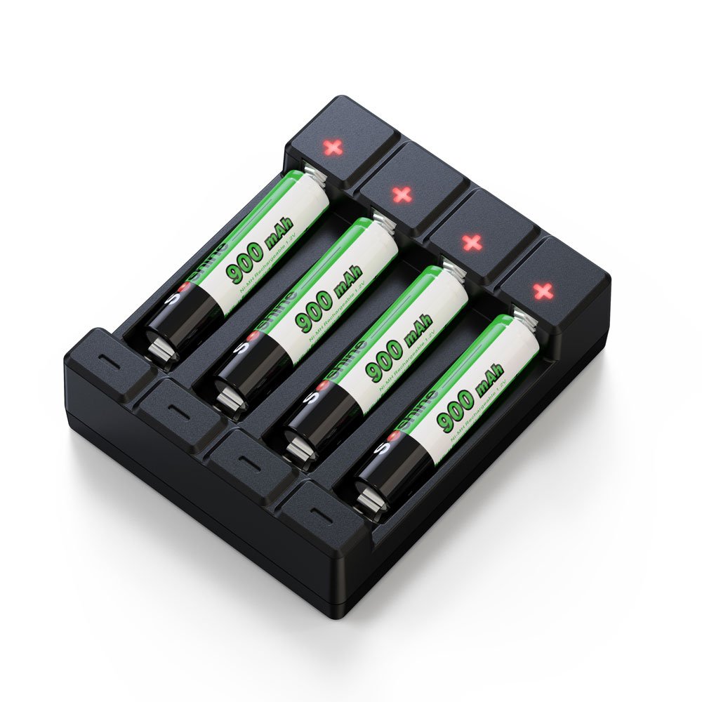 Soshine AA/AAA NiMH/Li-ion/LiFePO4/NiZn akulaadija, 4 pesa (1 tk)