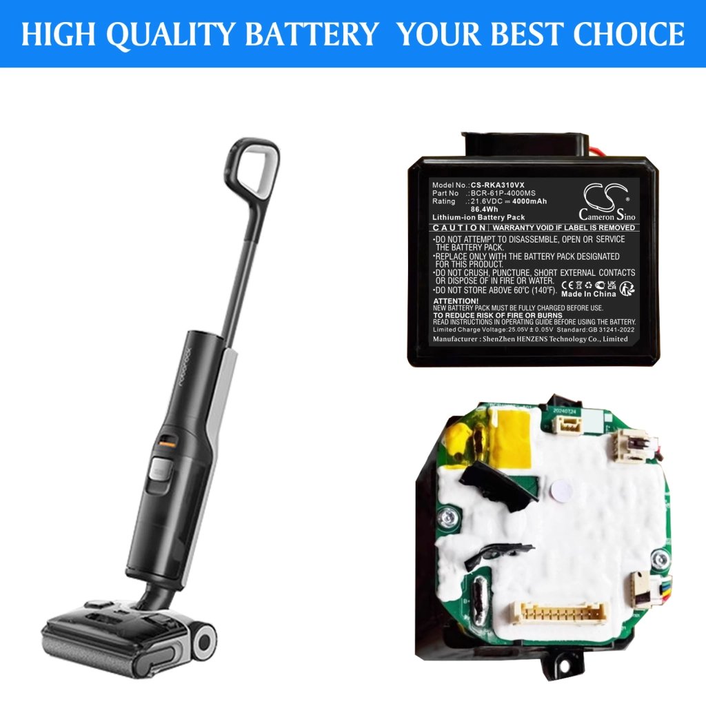 Roborock BCR-61P-4000MS 21.6V 4000 mAh / 86.4 Wh tolmuimeja aku