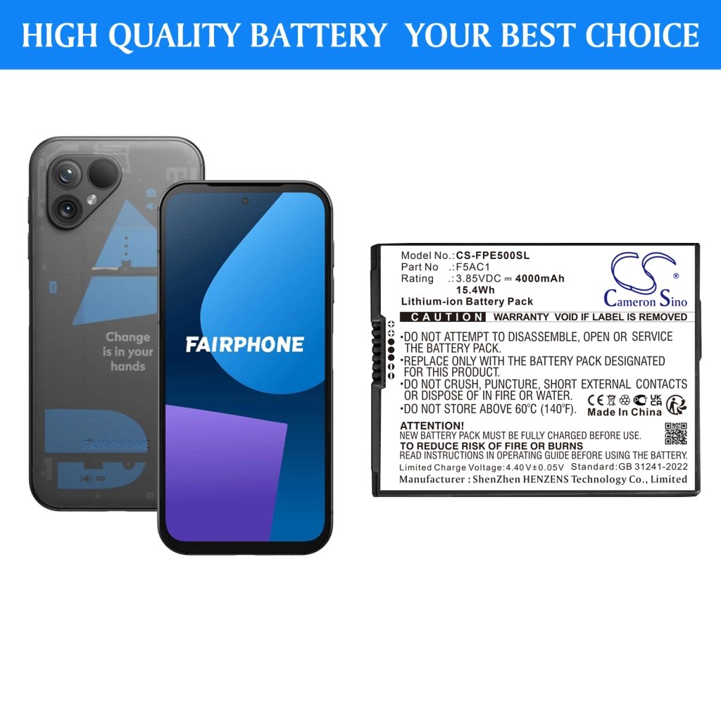 Fairphone F5AC1 3.85V 4000 mAh / 15.4 Wh аккумулятор для мобильного телефона