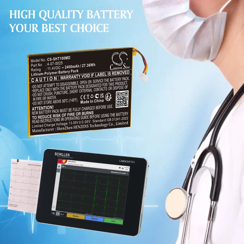 Schiller  4-07-0025,4.350053, 88890493 11.4V 2400 mAh / 27.36 Wh lääketieteellinen laite akku