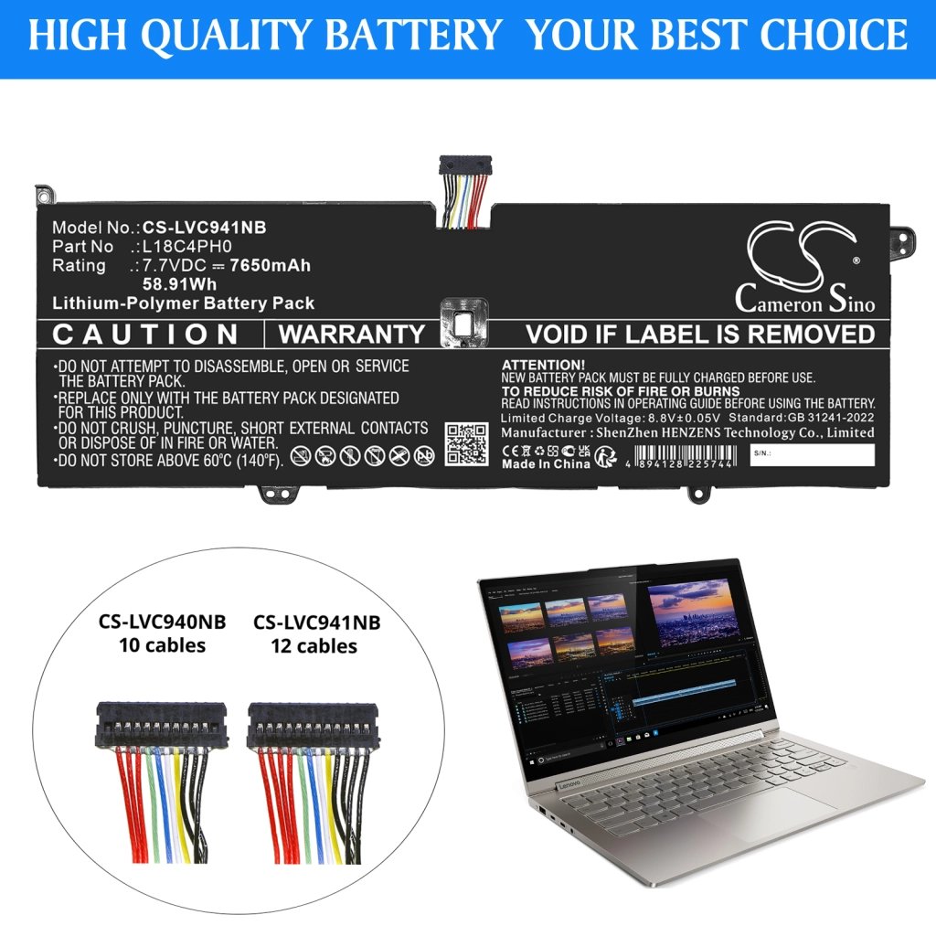 CS sülearvuti aku Lenovo Lenovo Yoga C940-14IIL 7.7V 7650 mAh / 58.91 Wh