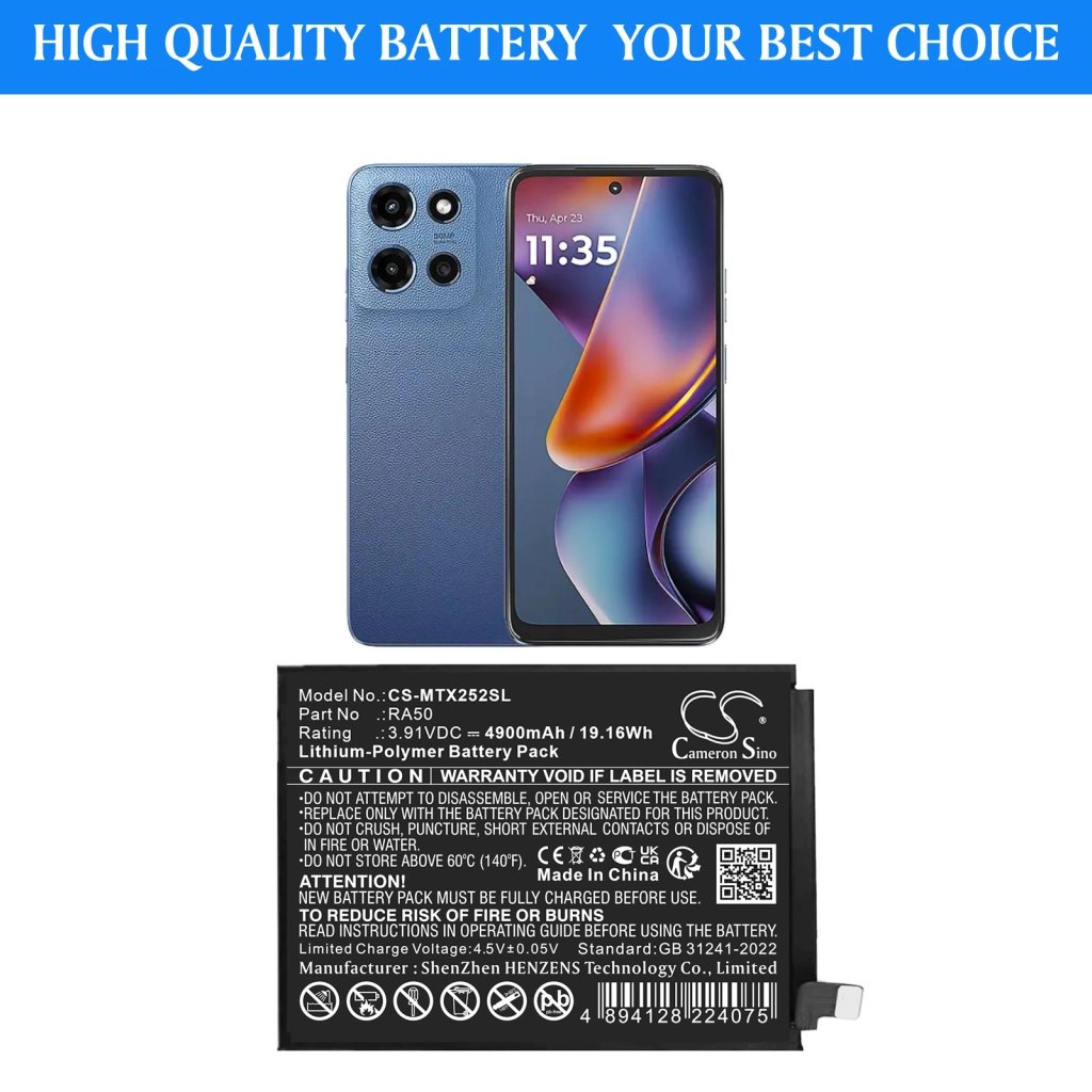 Motorola RA50 3.91V 4900 mAh / 19.16 Wh mobiiltelefoni aku