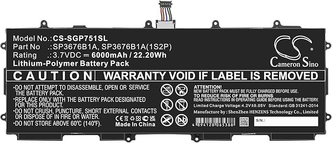 Samsung Galaxy Note 10.1 LTE, GT-P5100 tablet akku 6000 mAh / 22.2 Wh