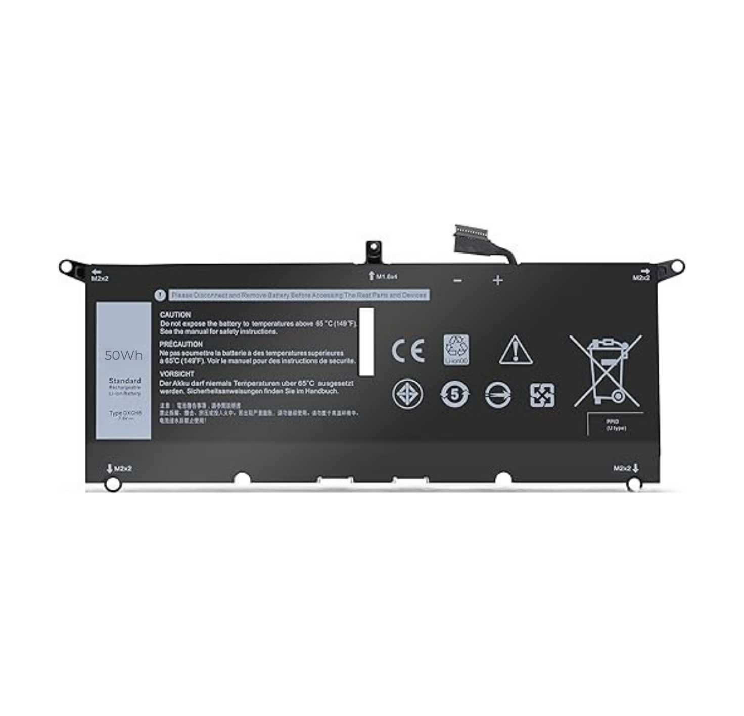 Dell DXGH8 XPS 13 9380, XPS 13 9370 7.6V 6500mAh / 50Wh kannettava tietokonen akku