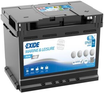Exide DUAL AGM EP500 12V 60Ah 680CCA Marine & Leisure battery