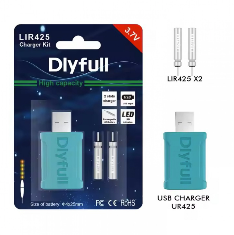 Dlyfull LIR425 USB-A -lataussarja LED-kalastustarvikkeille