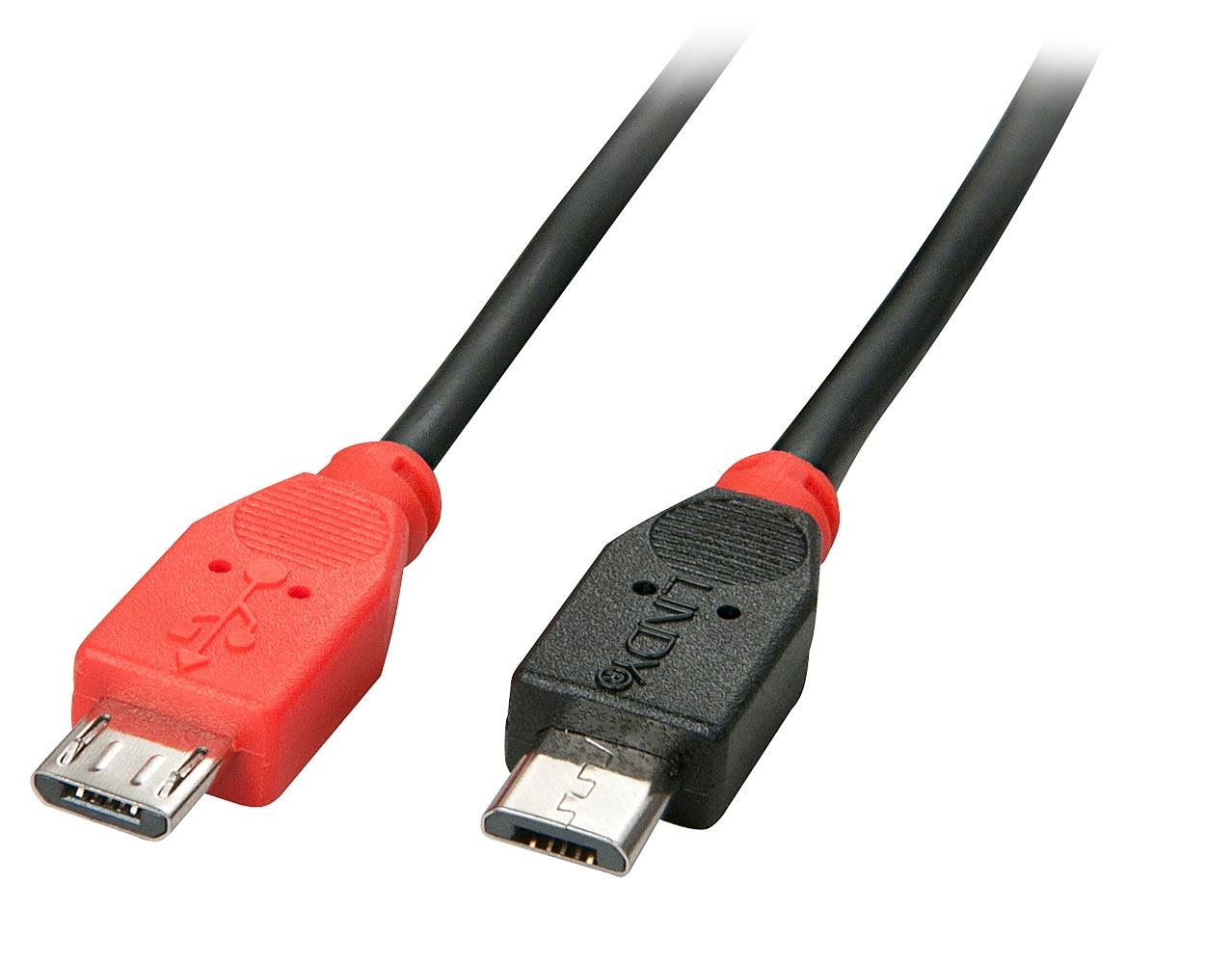 Lindy USB 2.0 Micro B OTG kabelis, 1,0 m, melns