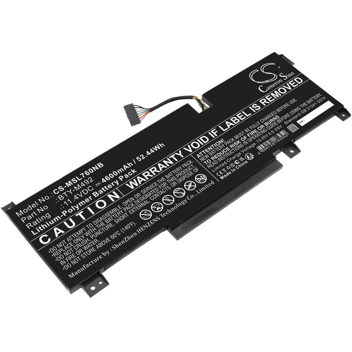 CS kannettavan tietokoneen akku MSI BTY-M492 4500 mAh / 51.3 Wh