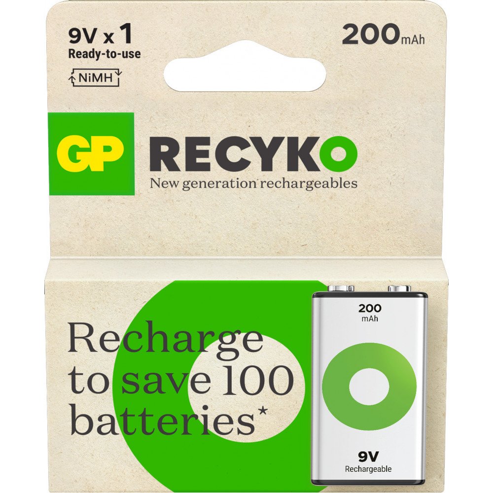 GP Recyko 20R8H 9V 200mAh akumulatoru